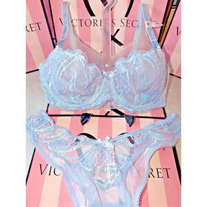 Victoria's Secret Bra Mermaid Sequin 34D W/Underwire Medium Brazilian $99